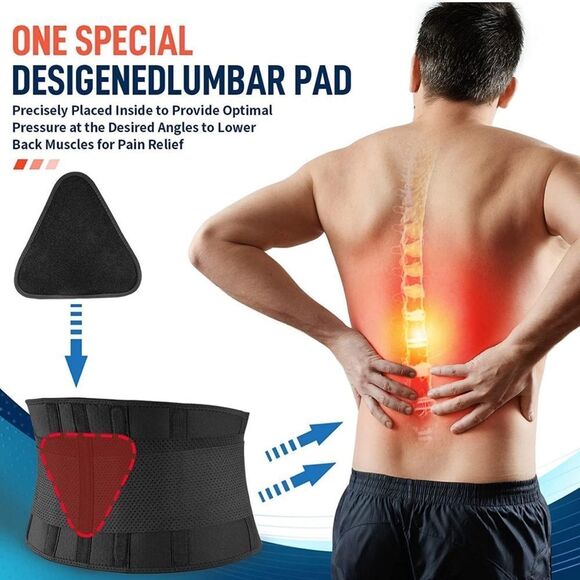 NWT Adjustable Back Brace Support Belt Lumbar Support Back Black Large / XL - Picture 3 of 11